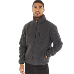 Herre Borg Fleece med Høj Hals Mørkegrå Mel
