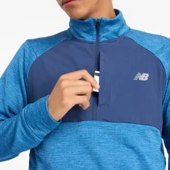Herre Essential Heat Grid 1/​2 Zip Løbeoverdel Heron Blå
