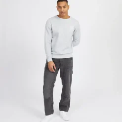 Herre Middelalder Crew Neck Sweatshirt Lysegrå Melange/​Hvid