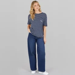 Jeans med vid ben kvinder Mørkeblå