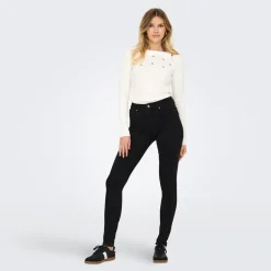 Jeans til kvinder Rina Mid Rise Push Up Sort